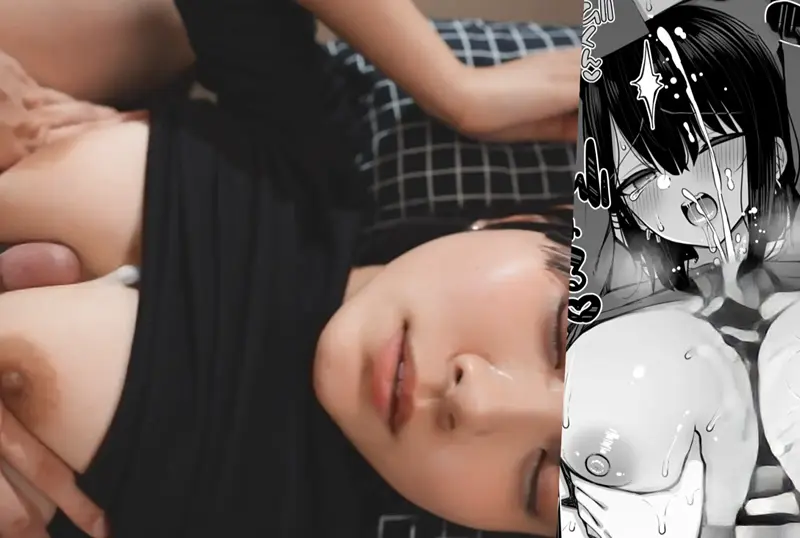 Himesaki Hana getting a titfuck cumshot in NIMA-070